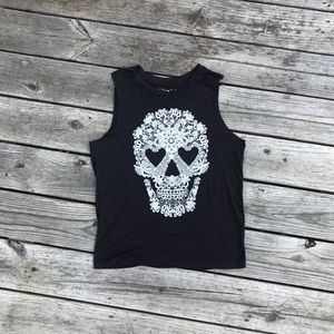 Flowered Skull sleeveless tee.